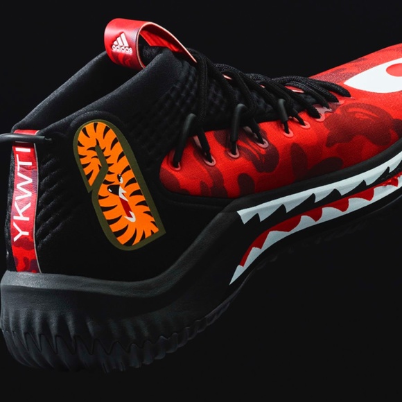 Adidas A Bathing Ape x Dame 4 'Red Camo' Size 11 Men Sneakers